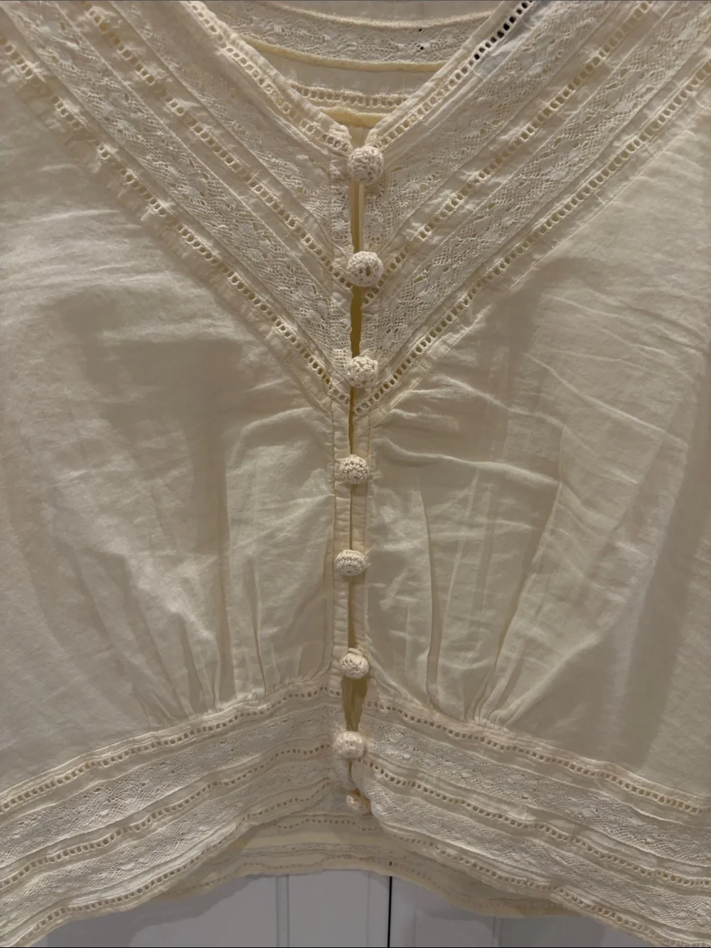 Zara Cream Embroidered Peasant Top